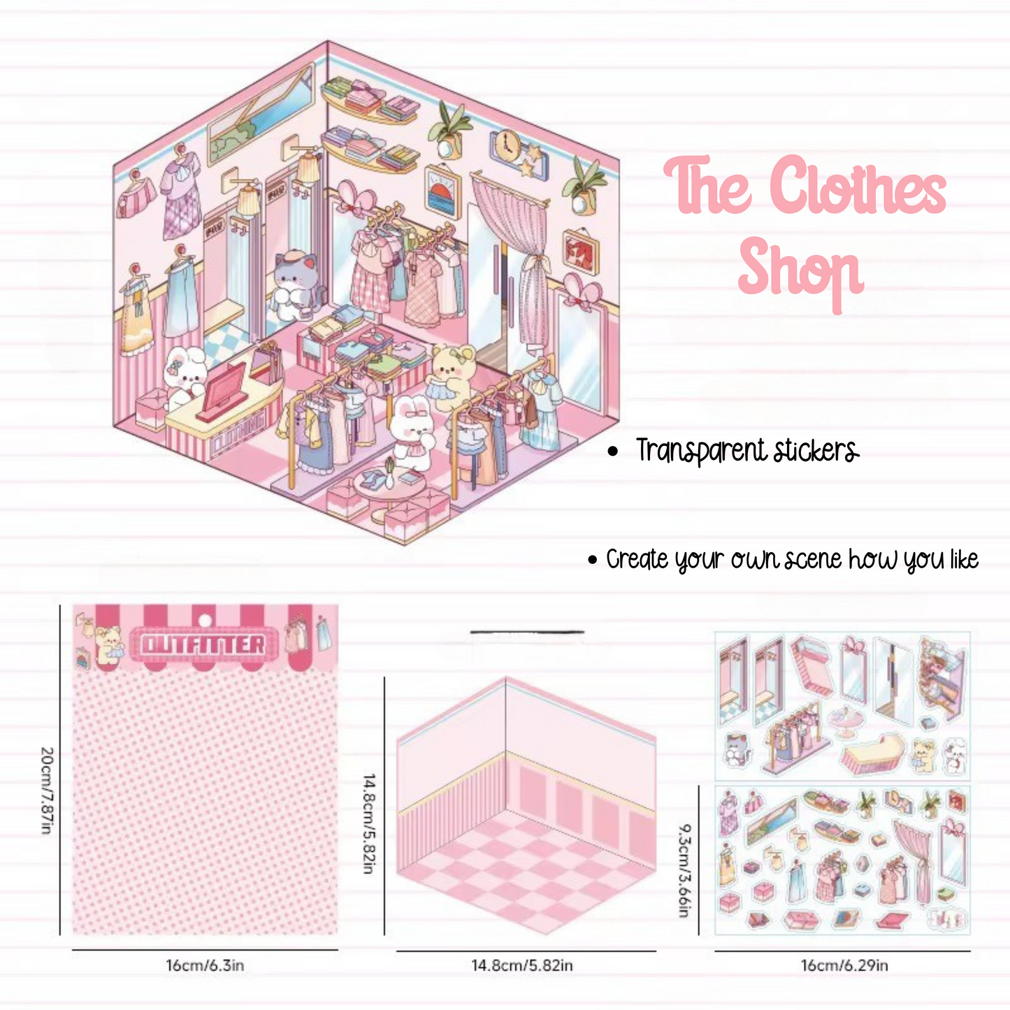 3D Sticker Scene Set with Fashion-Themed Background and Stickers for Creative Play