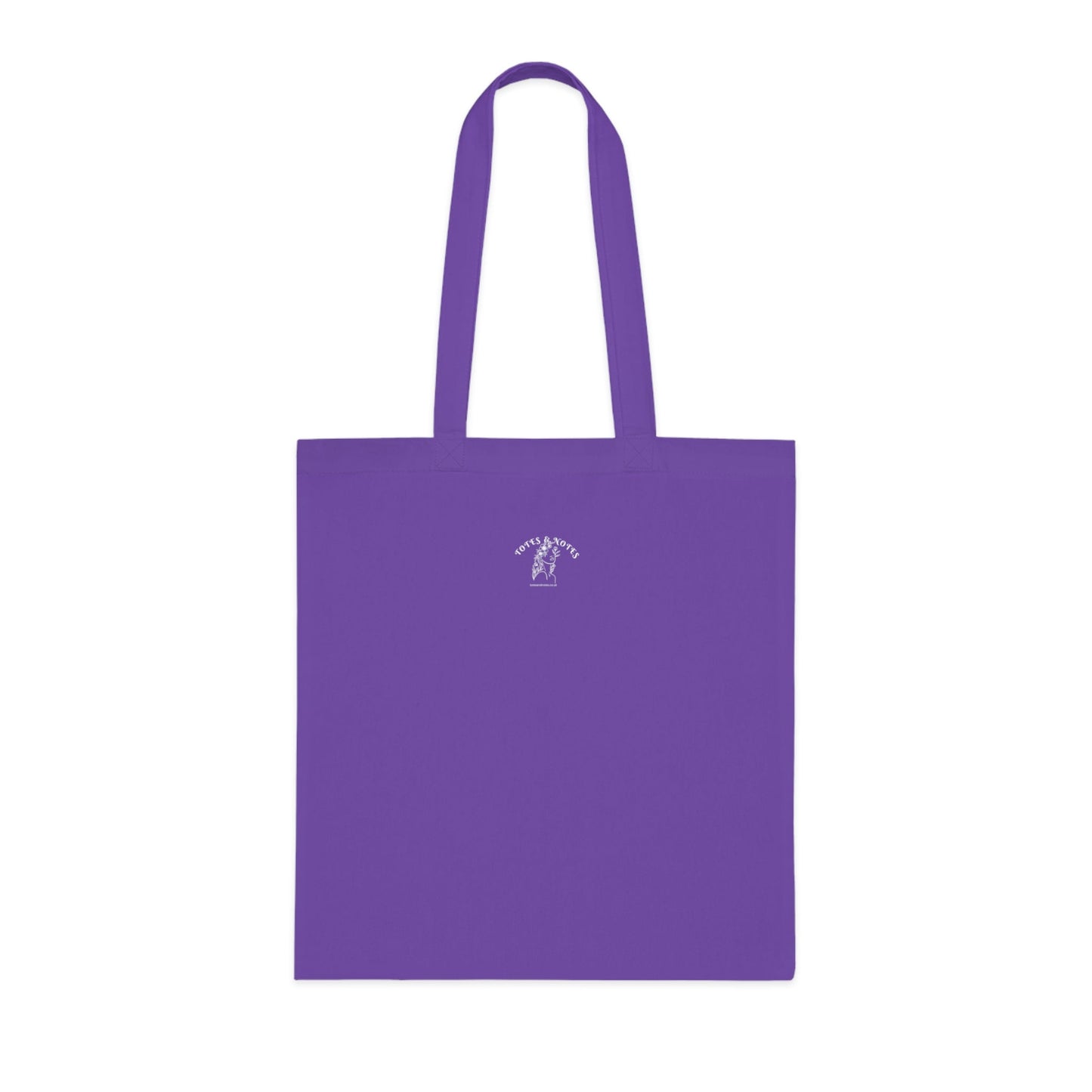 Inspirational quote cotton tote bag with handbag and high heels design in purple.