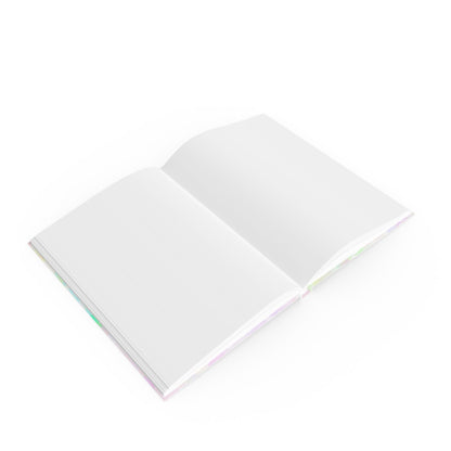 Colorful hardback notebook with vibrant design and flat-laying spine, ideal for notes and sketches.