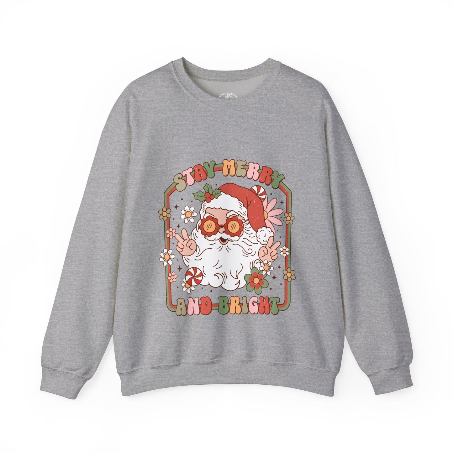 Christmas Santa Sweater, Funny Holiday Crewneck Sweatshirt, Stay Merry and Bright, Cozy Jumper, Unisex Pullover, Christmas Gift Idea