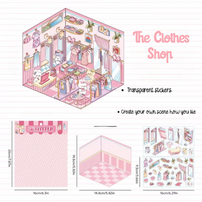 3D Sticker Scene Set with Fashion-Themed Background and Stickers for Creative Play