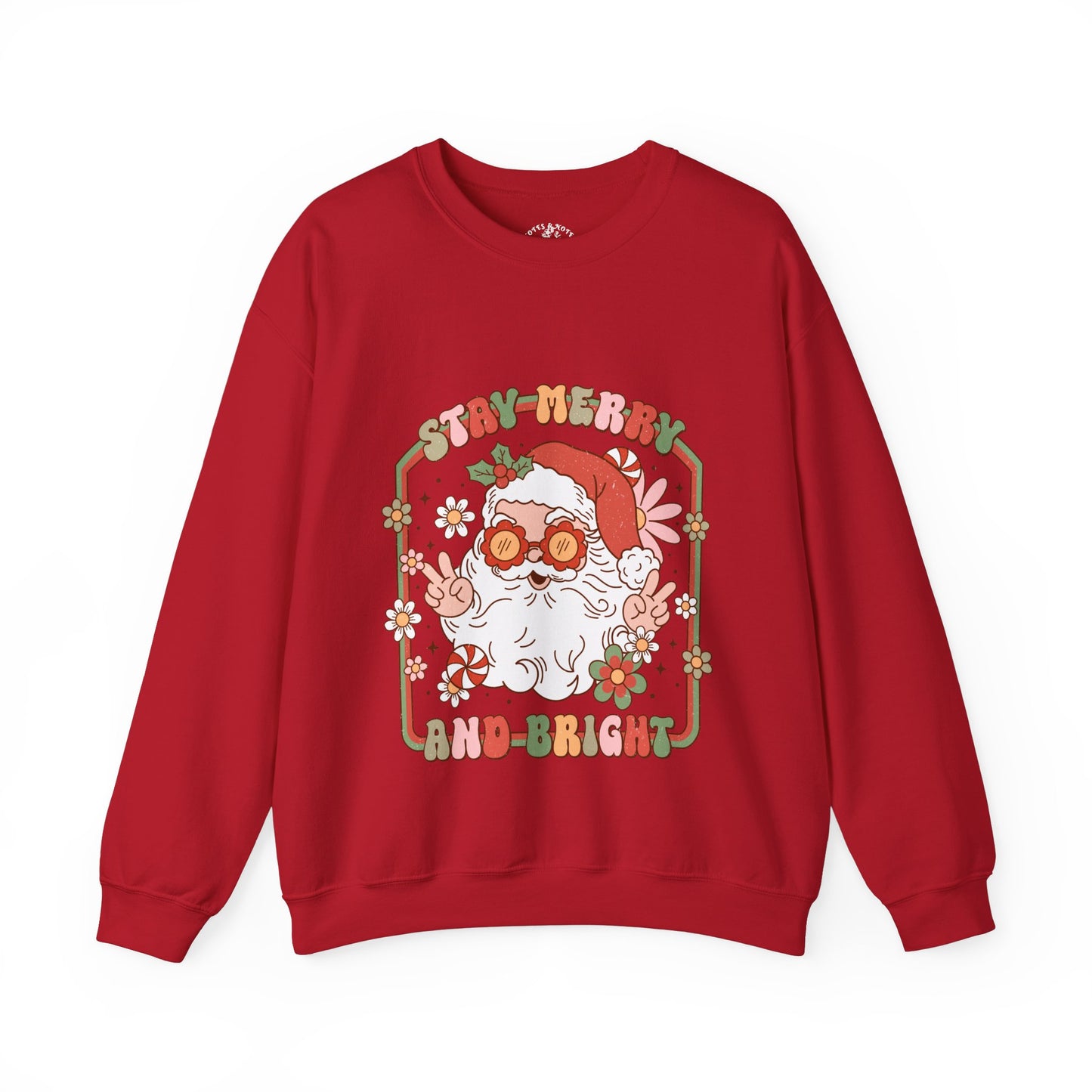 Christmas Santa Sweater, Funny Holiday Crewneck Sweatshirt, Stay Merry and Bright, Cozy Jumper, Unisex Pullover, Christmas Gift Idea