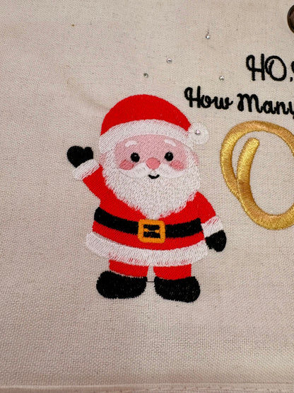Personalised Christmas Advent Calendar – Embroidered 24-Pocket Hanging Countdown