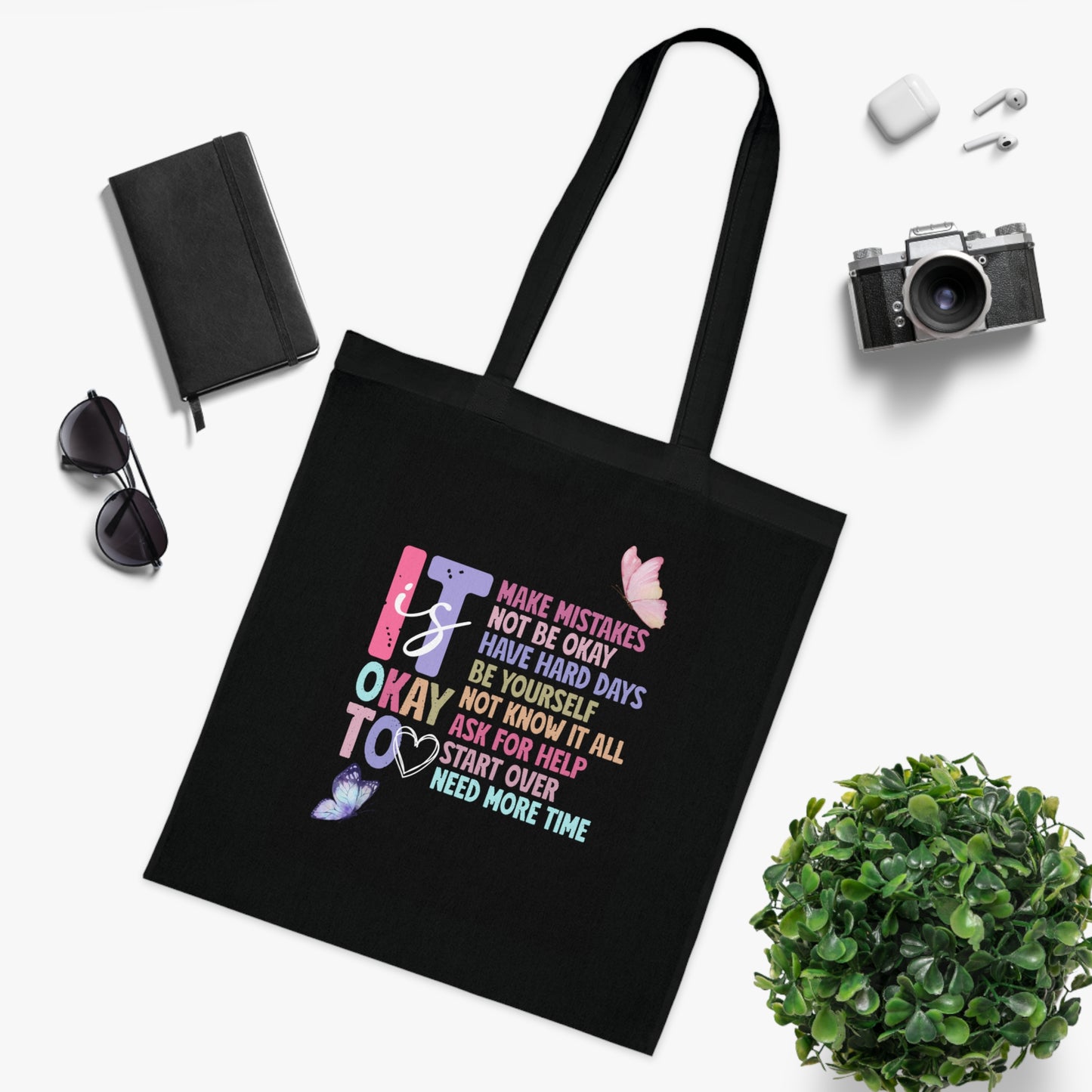 Vibrant Inspirational Cotton Tote Bag - Perfect for Everyday Use, Gym, Shopping, Books | Eco-Friendly Reusable Tote, Shoulder Bag, Grocery