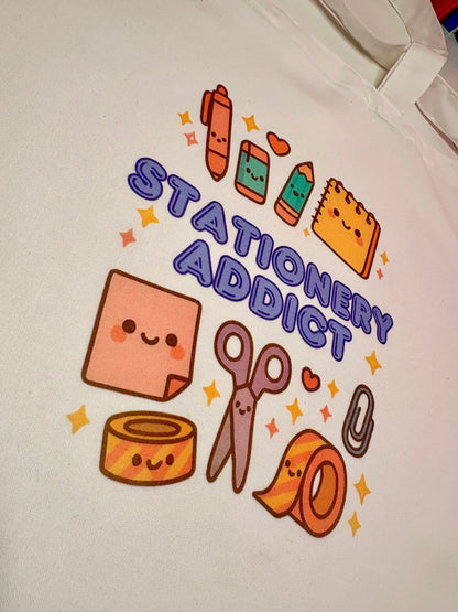 Tote bag Notebook Stationery Set with kawaii stationery illustrations and A5 notebook bundle