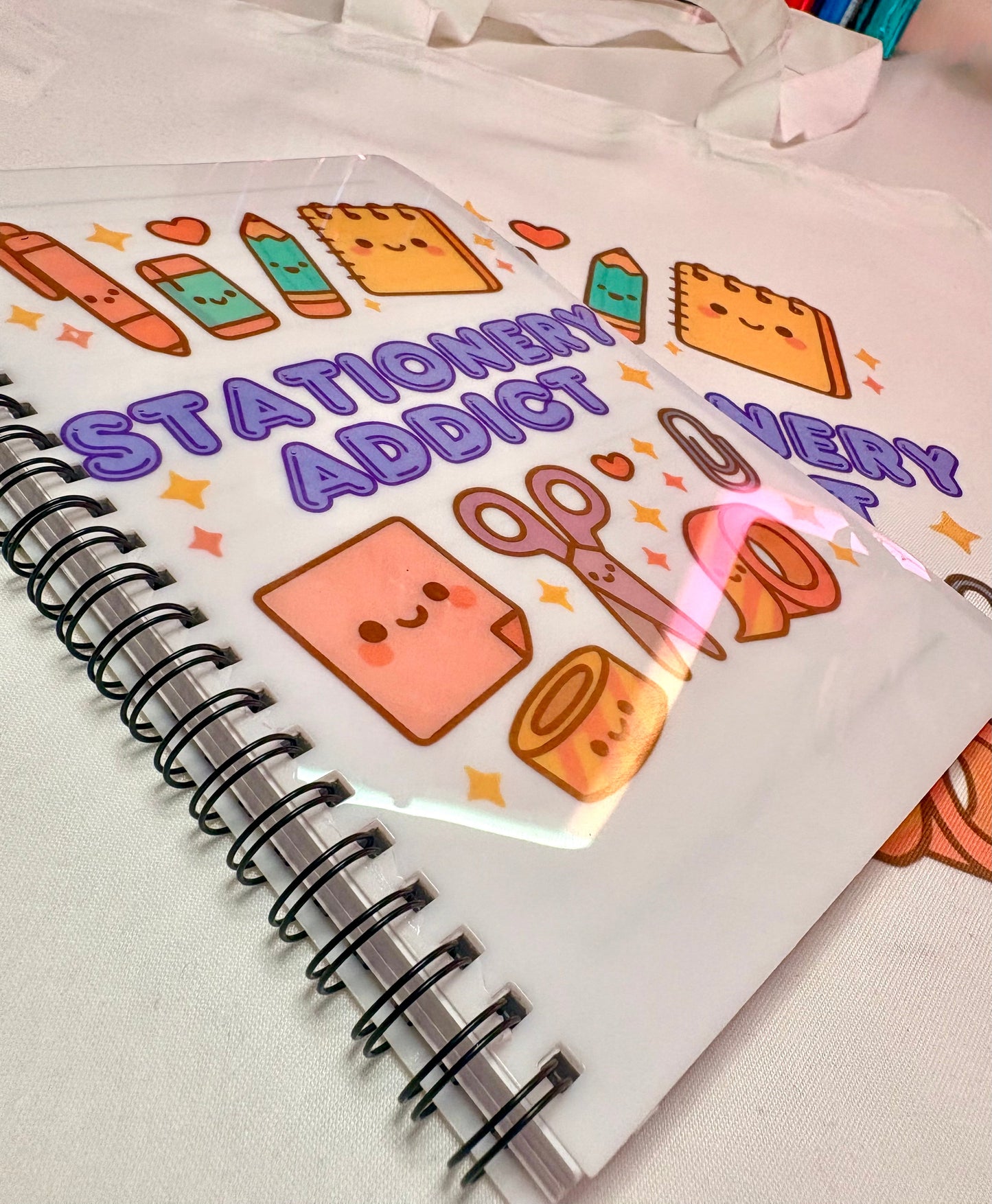 Tote bag Notebook Stationery Set with kawaii design and A5 notebook for everyday use