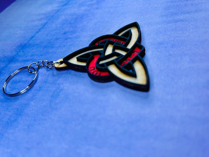 Celtic Heart Infinity Keyring with wooden design and personalized engraving option.