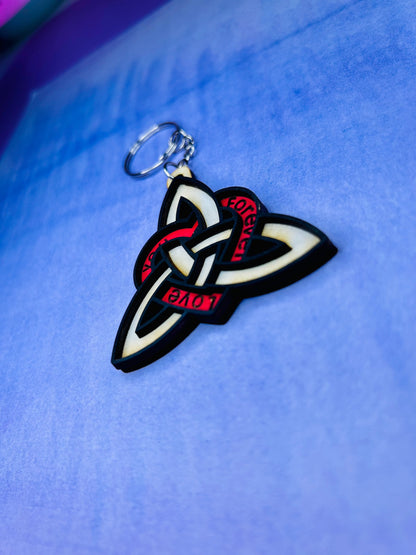 Celtic Heart Infinity Keyring with wooden design and personalized engraving option.