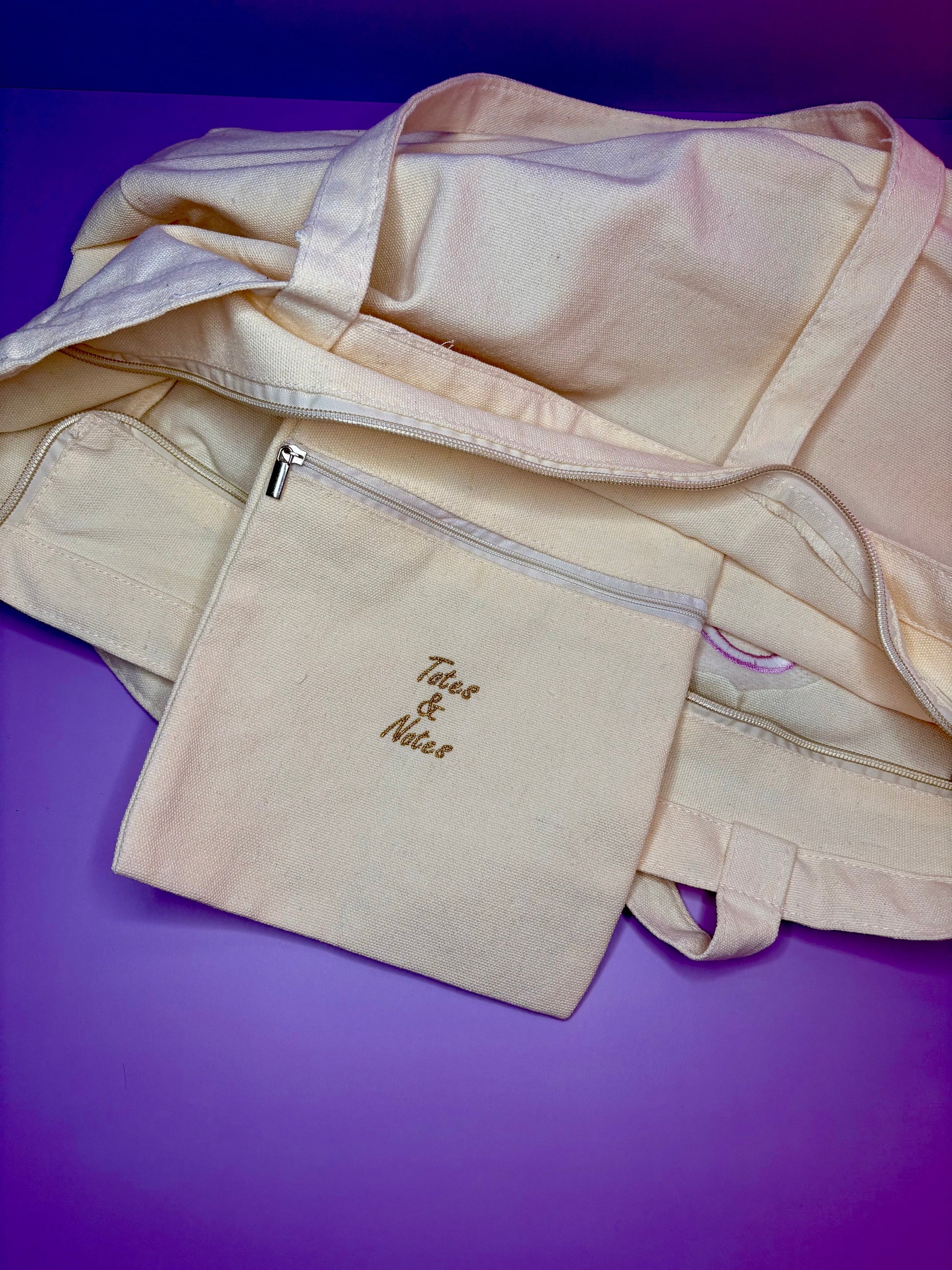 Dog Mum 3D puff embroidered heavy canvas tote bag with zip and internal pocket