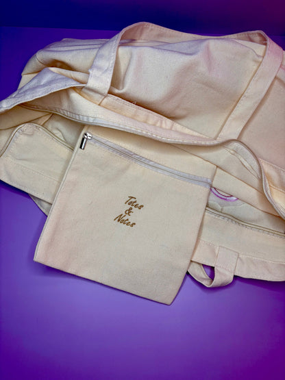 Dog Mum 3D puff embroidered heavy canvas tote bag with zip and internal pocket