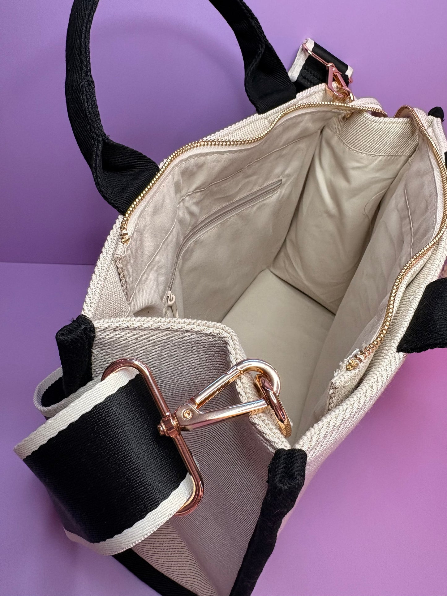 Personalised embroidered tote bag with monogram and name strap made from durable heavy twill fabric