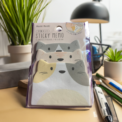 Kawaii style Dog & Cat sticky notes with cute animal designs for stationery and note-taking