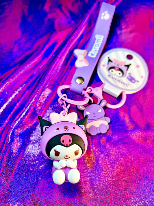 Kuromi keychain and wristlet, Sanrio