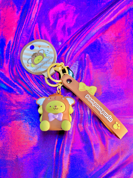 Pompompurin keychain and wristlet, Sanrio