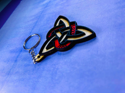 Celtic Heart Infinity Keyring with wooden design and custom engraving option.