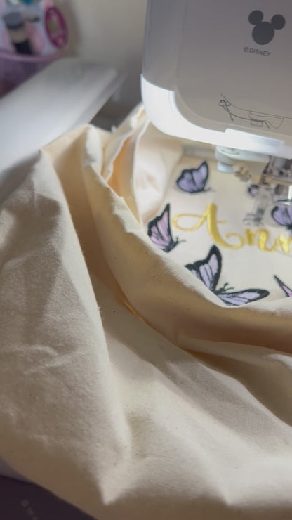 embroidery, tote bag, handbag, apparel, butterfly bag, personalised bag, gift for friends, gift for family, personalised gift, butterflies,