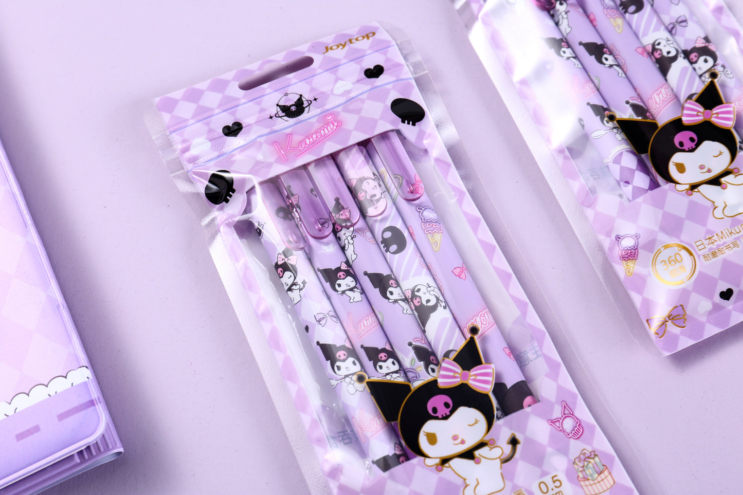 Sanrio Kuromi Pen Set 0.5mm Nib Black Ink, 5Pcs per pack