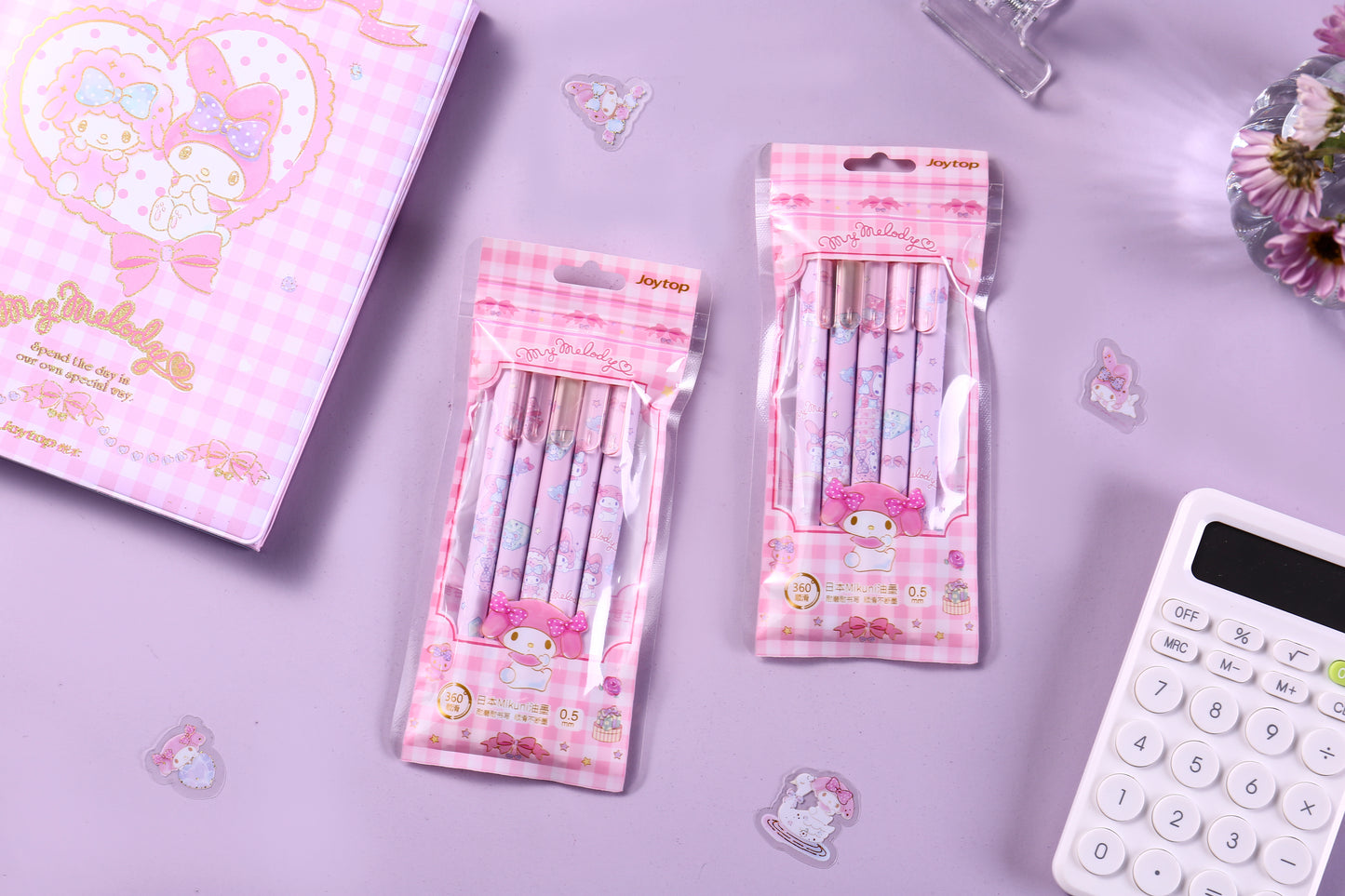 Sanrio My Melody Pen Set, 0.5mm Nib Black Ink 5pcs Per Pack, writing, stationery, kawaii, Sanrio, cute