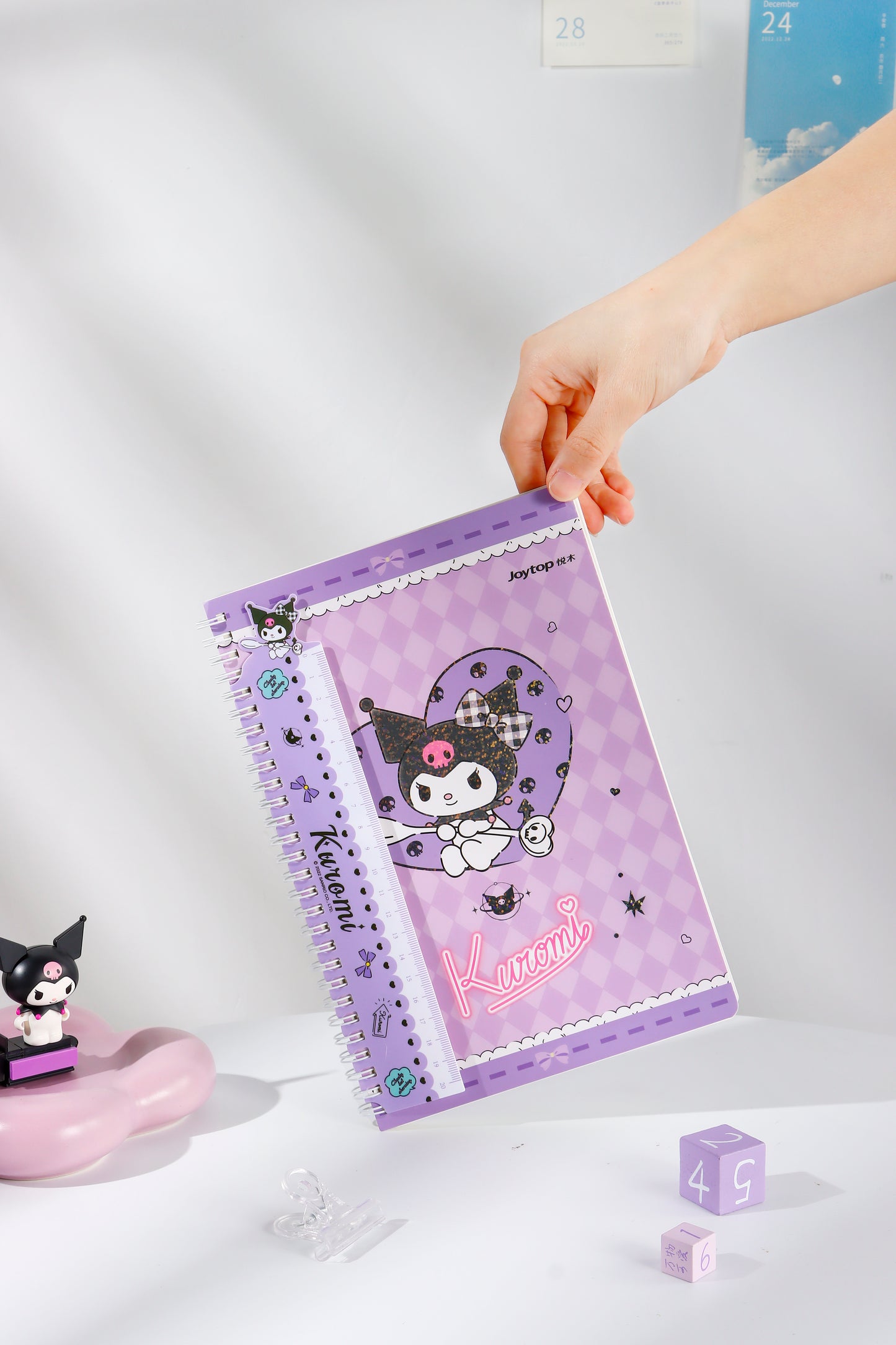 Sanrio Kuromi Notebook A5, With Detachable Ruler.