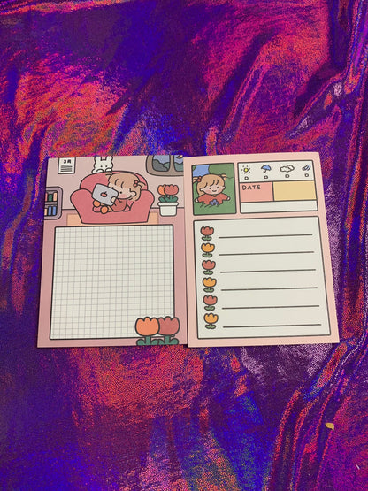 Kawaii A6 mini notepads featuring cute illustrations for to-do lists and notes.