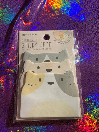 Kawaii style Dog & Cat sticky notes with cute animal designs for fun stationery use