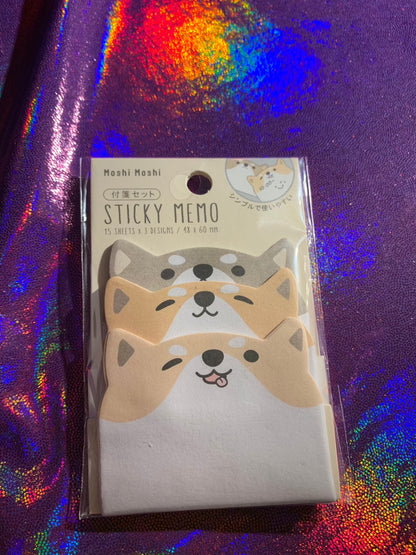 Kawaii style Dog & Cat sticky notes with cute animal faces stationery pack